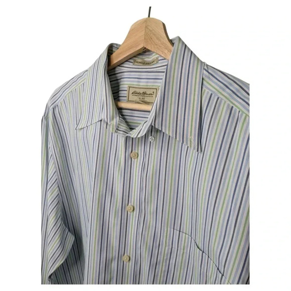 Eddie Bauer Men's Wrinkle Resistant Striped Button Down Dress Shirt Size LT - Picture 1 of 16